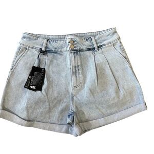 Paige Beth Short Sherry Women’s High Waisted Light Wash Pleated Denim Sz 31 NWT